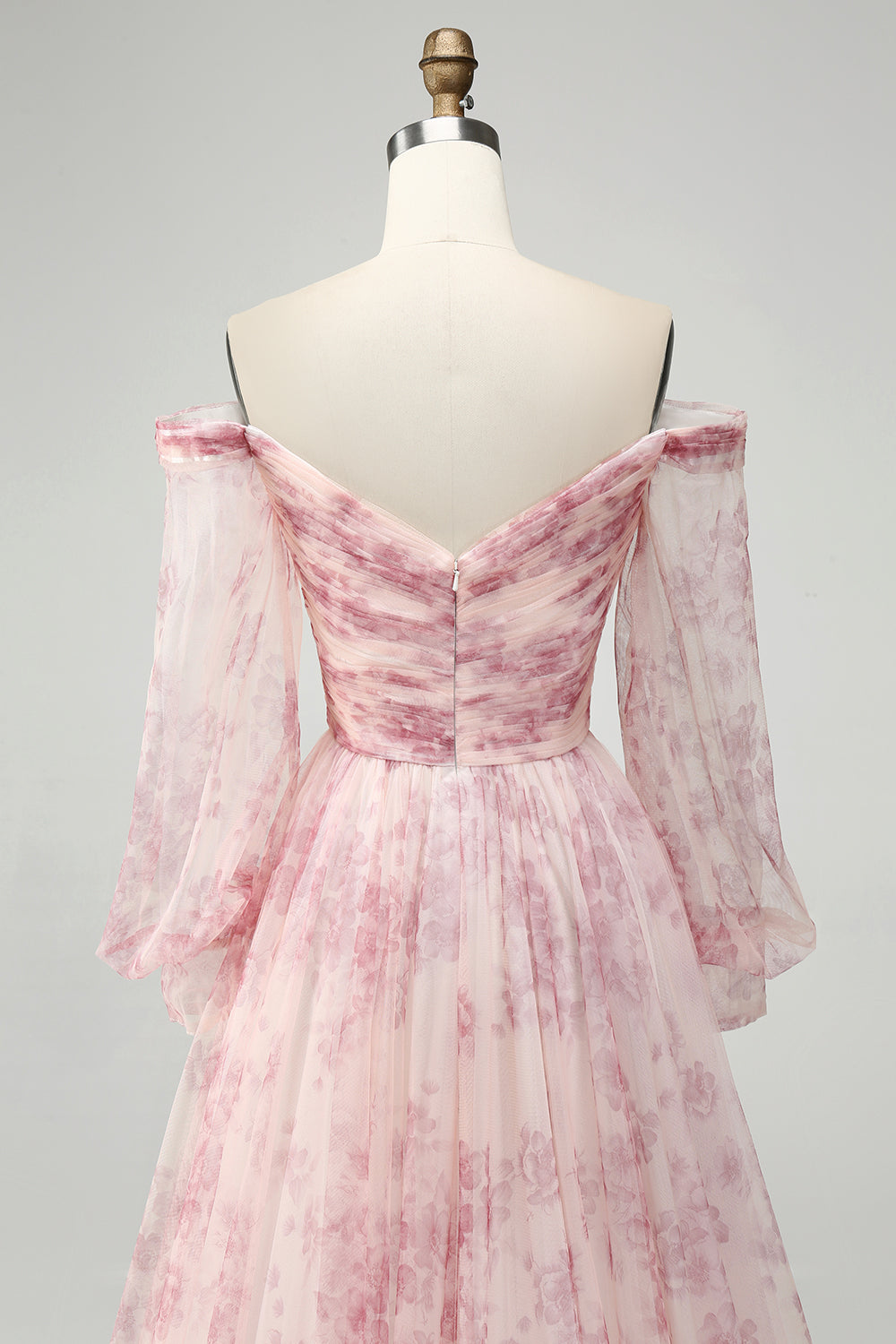Blush Blume A-Linie Schulterfreies Ballkleid mit Schlitz