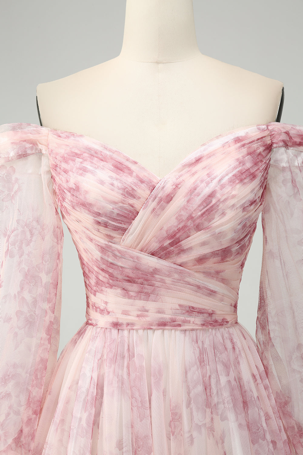 Blush Blume A-Linie Schulterfreies Ballkleid mit Schlitz