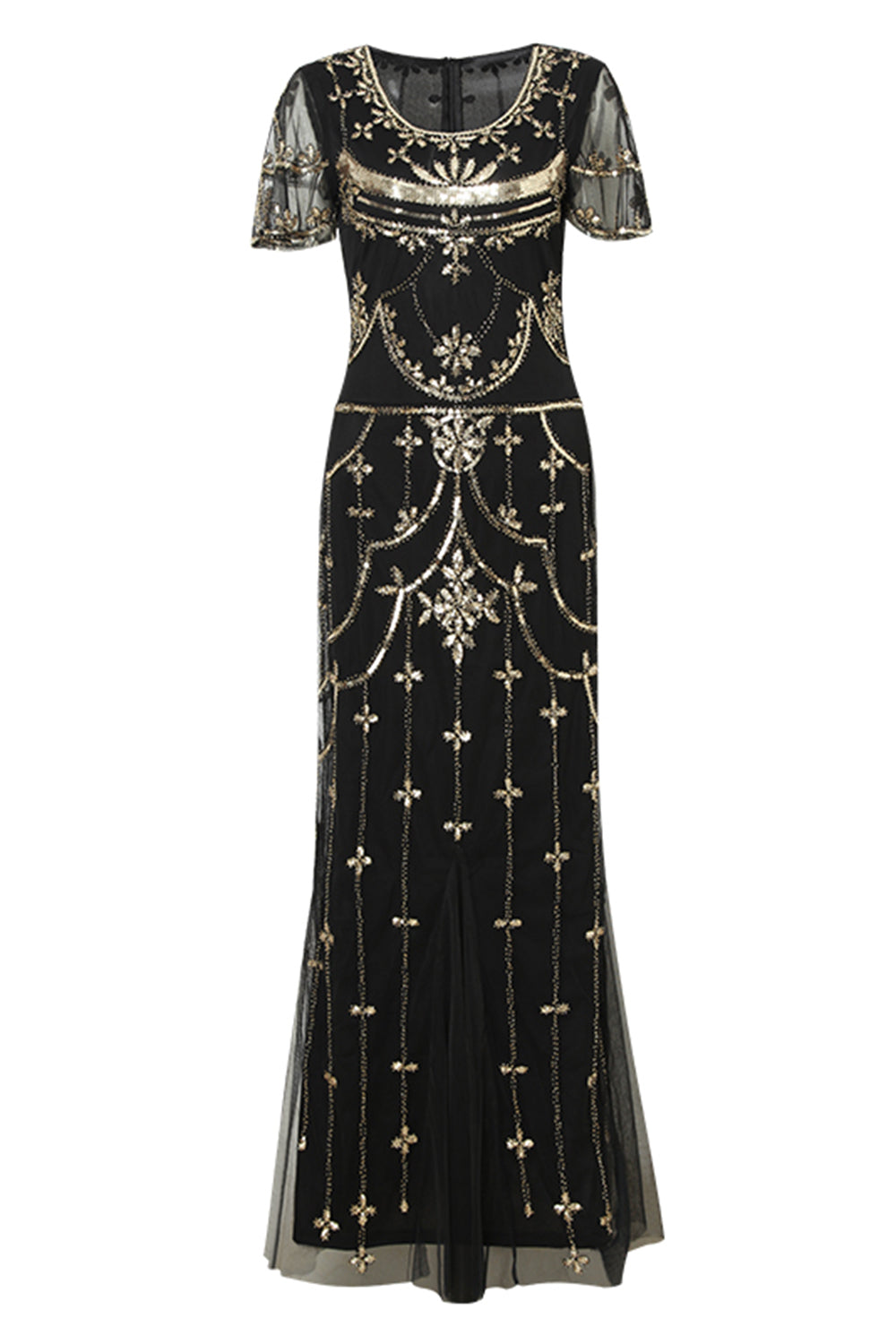 Schwarzes rosa Paillettenkleid aus den 1920er Jahren