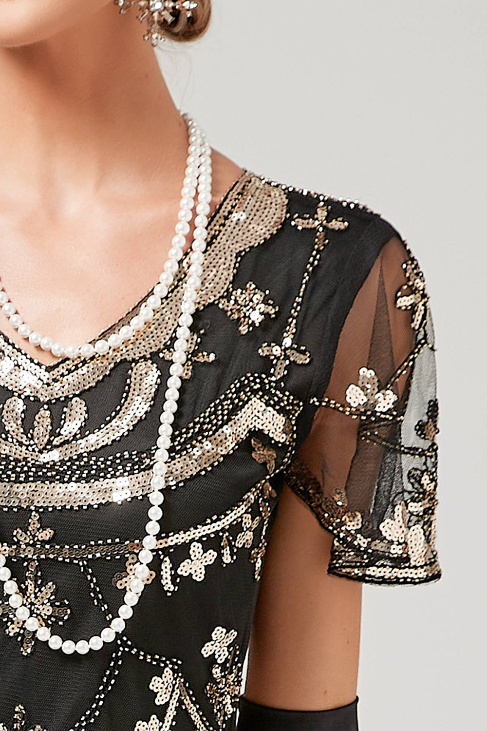 Rotes Pailletten Langes Kleid aus den 1920er Jahren