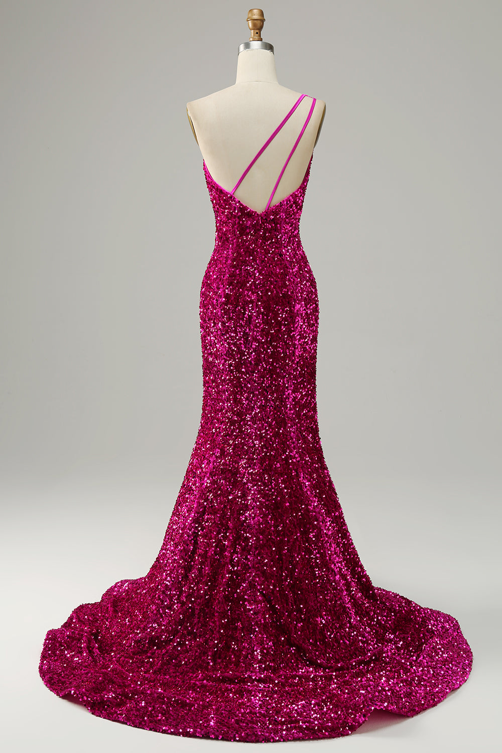 Eine Schulter Pailletten Meerjungfrau Ballkleid