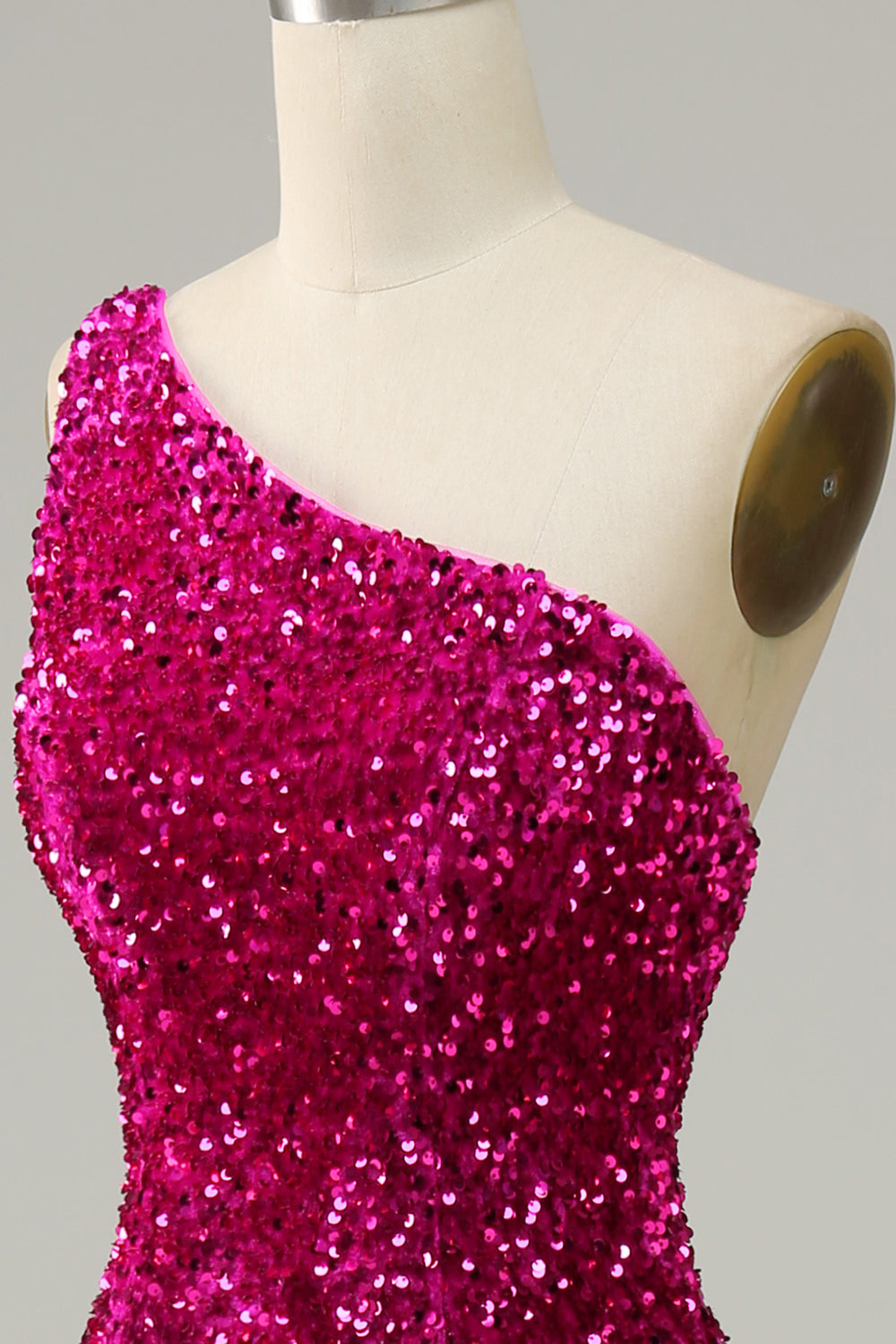 Eine Schulter Pailletten Meerjungfrau Ballkleid