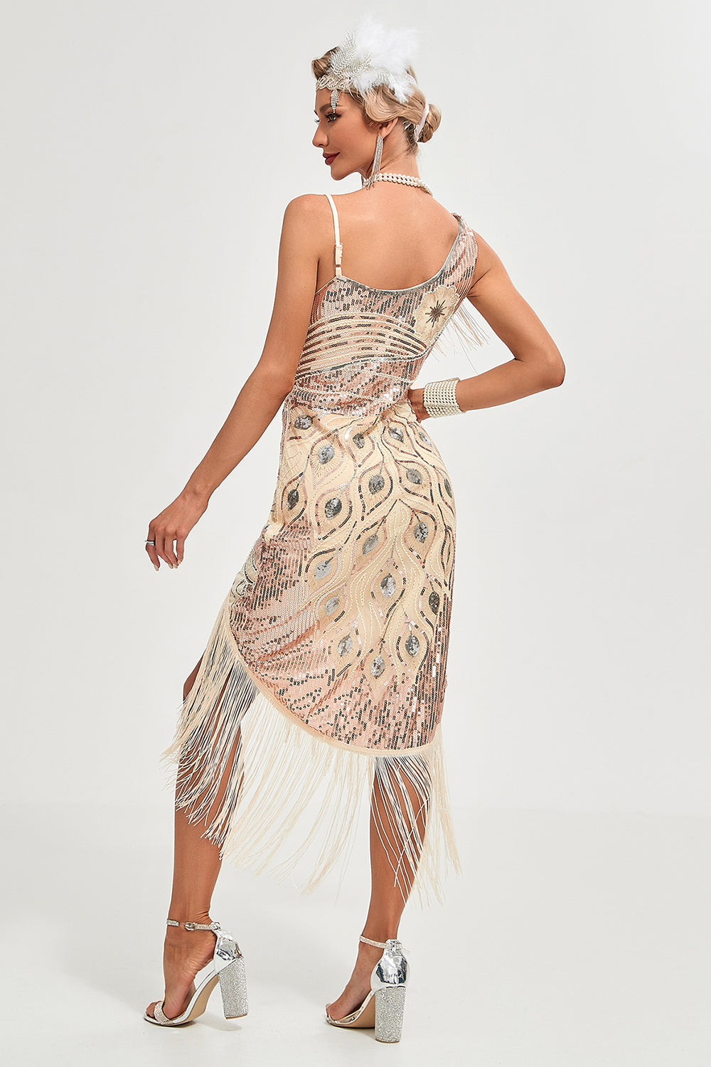 Schwarzes Spaghettiträger Gatsby Flapper Kleid mit Fransen
