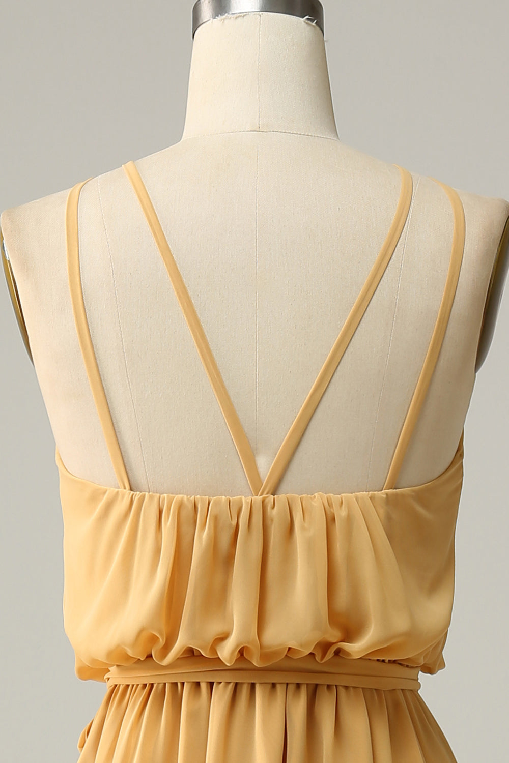 A Linie Neckholder Gelbes langes Brautjungfernkleid mit Schleife