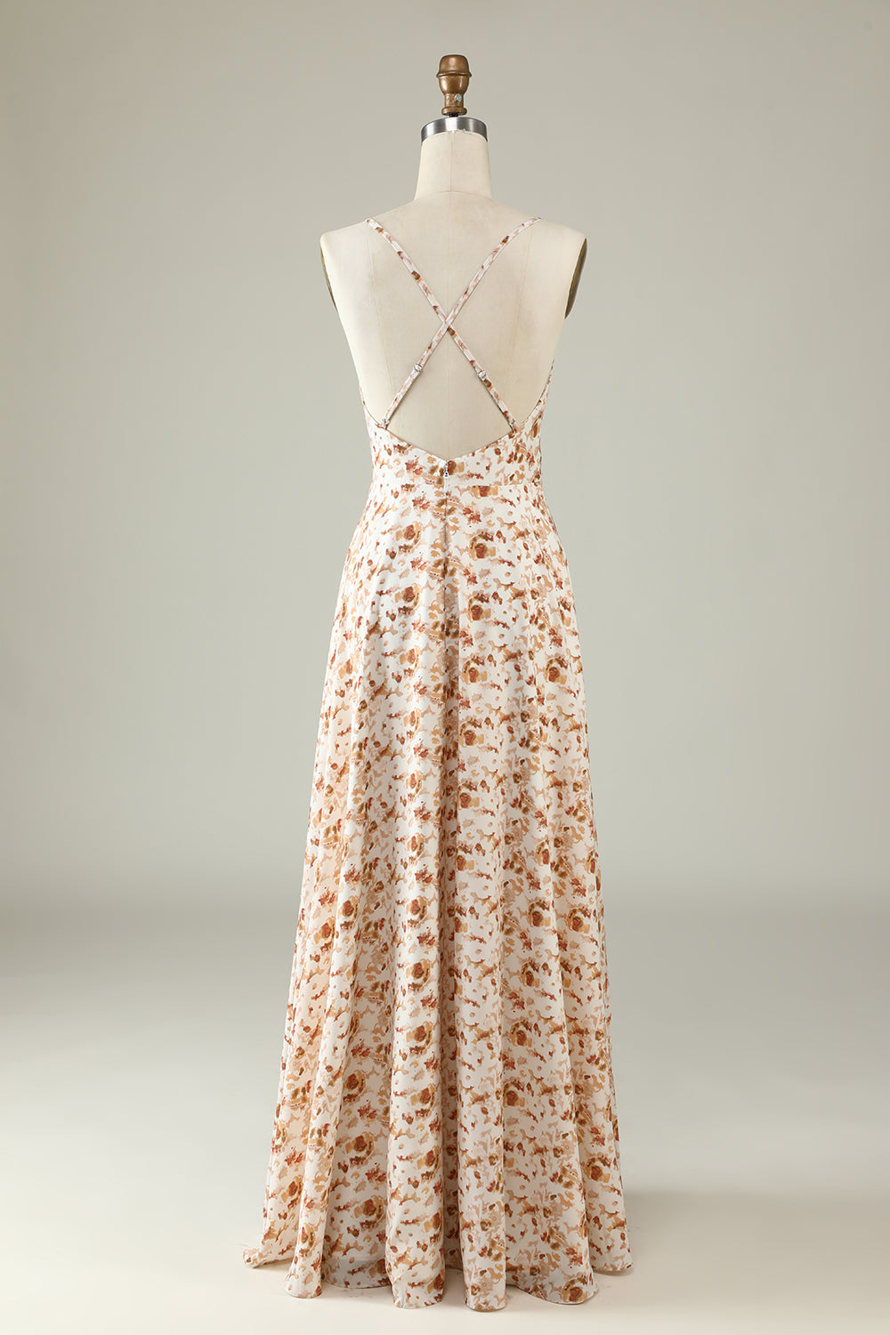 Weißes geblümtes Boho Brautjungfernkleid mit Rüschen