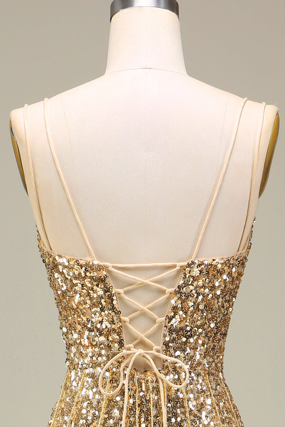 Funkelnd Mermaid Goldenes langes Ballkleid mit Schlitz