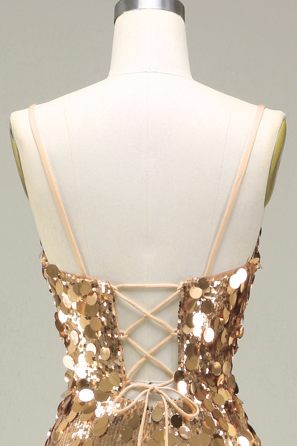 Glitzerndes goldenes Meerjungfrauen Pailletten Ballkleid mit Schlitz