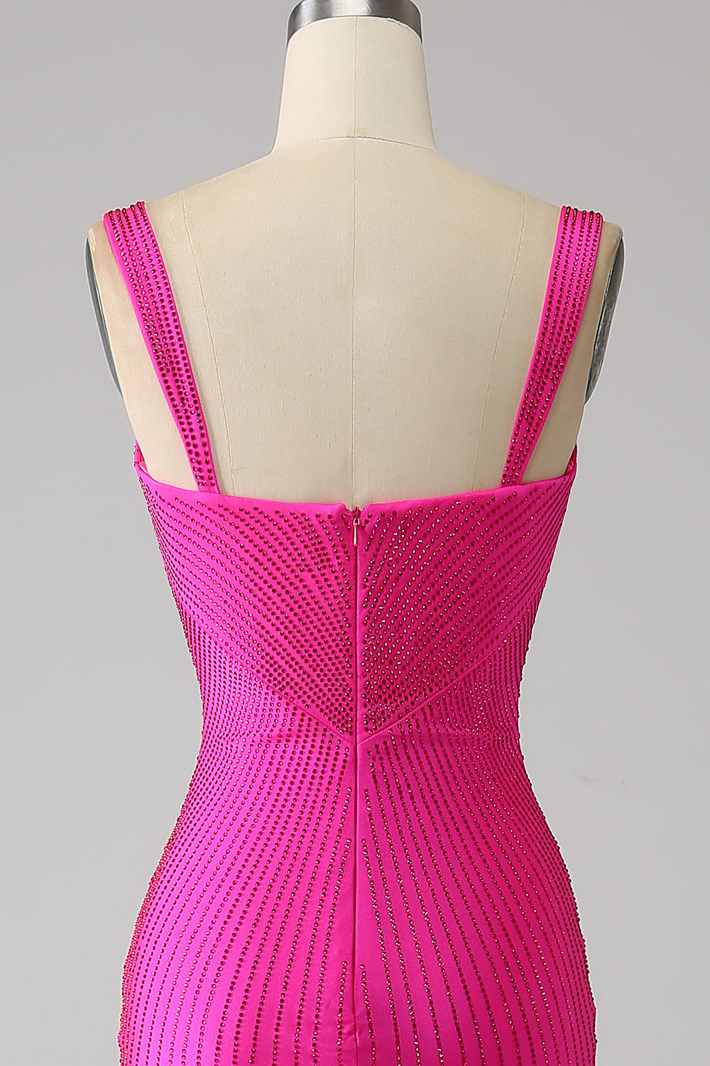 Funkelndes Mermaid Fuchsia Ballkleid mit Aushöhlung