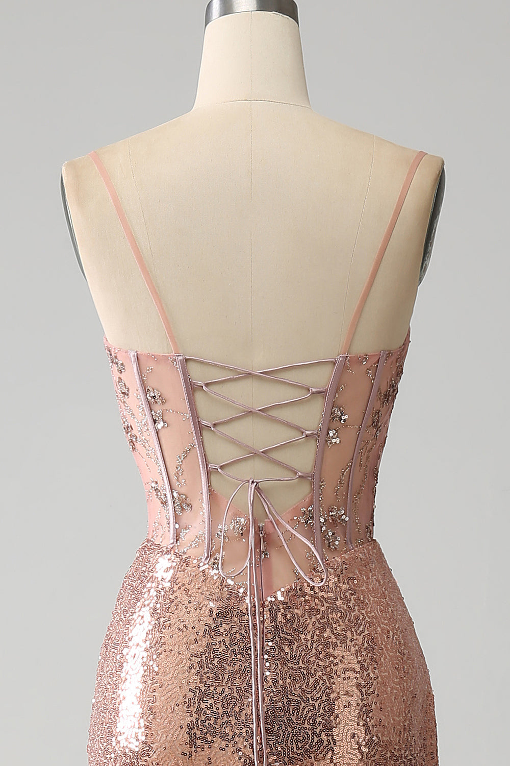 Golden Meerjungfrauen Perlen Ballkleid mit Rüschen und Schlitz
