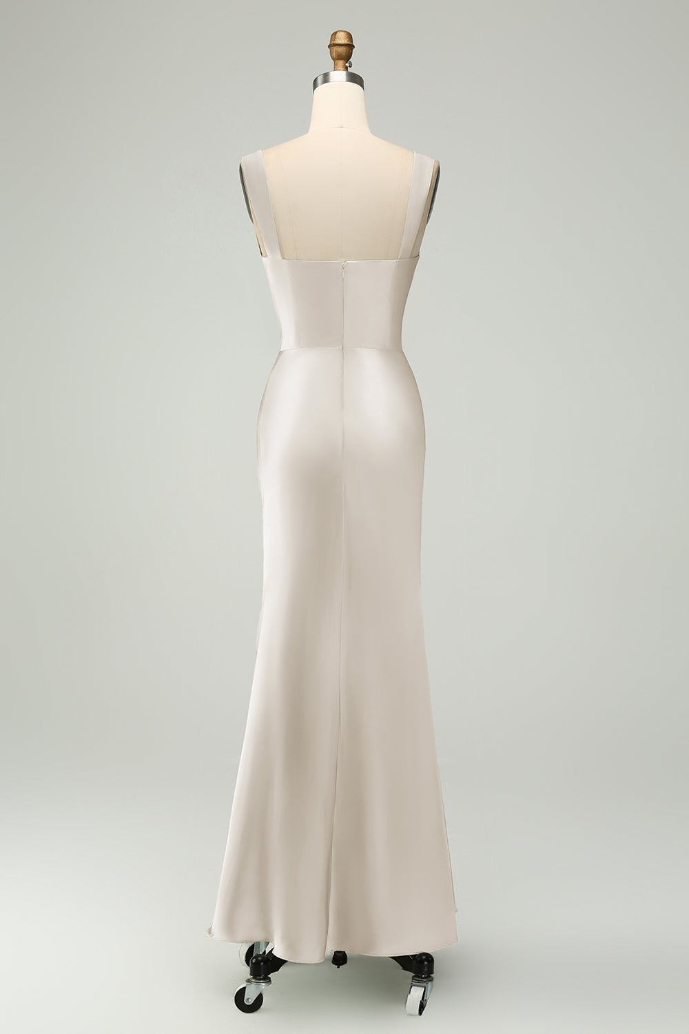 Grünes Satin Meerjungfrau Langes Brautjungfernkleid mit Wimpernspitze