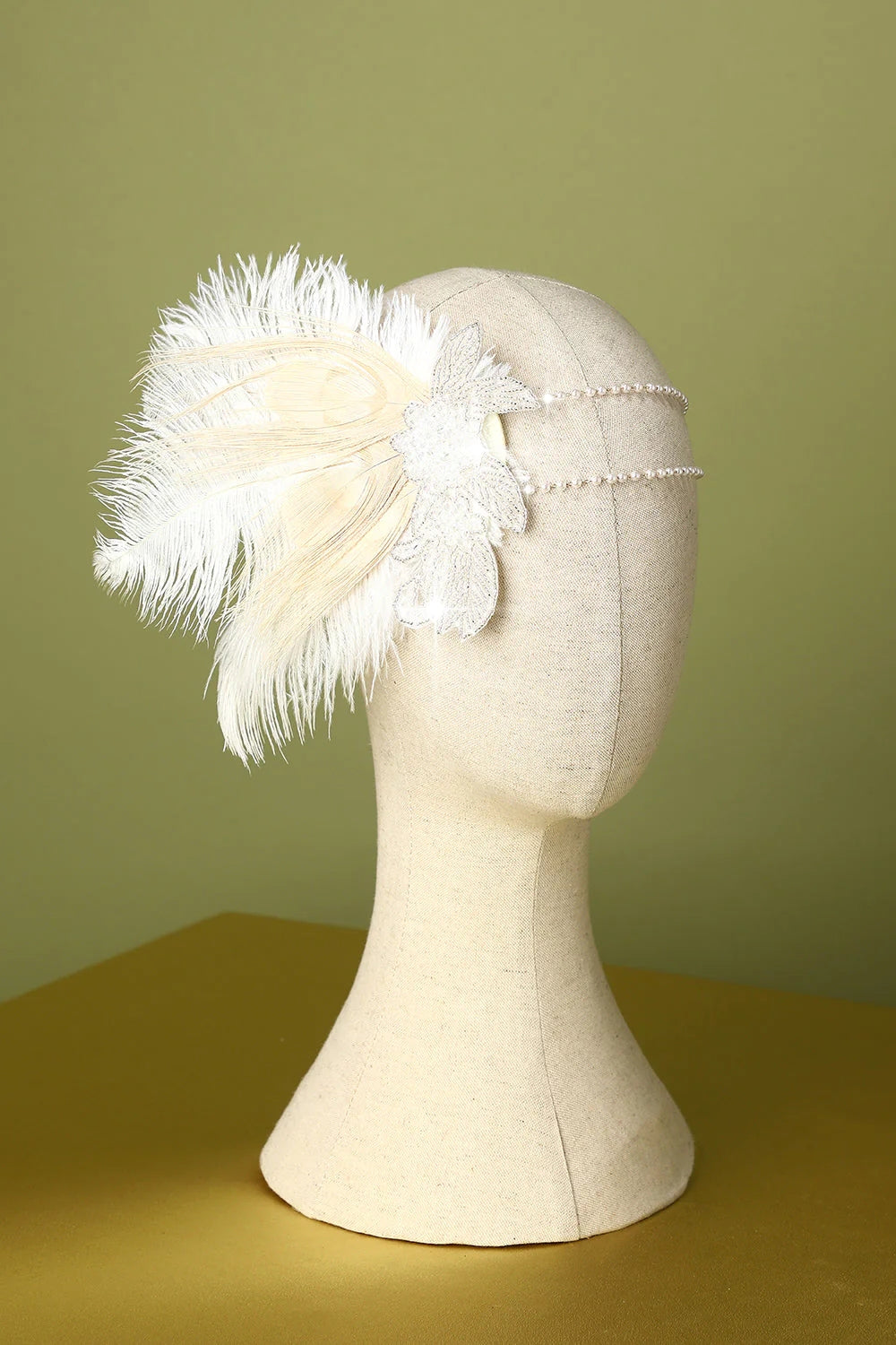 Champagner Pailletten Fransen Flapper Kleid mit 20er Jahre Accessoires Set