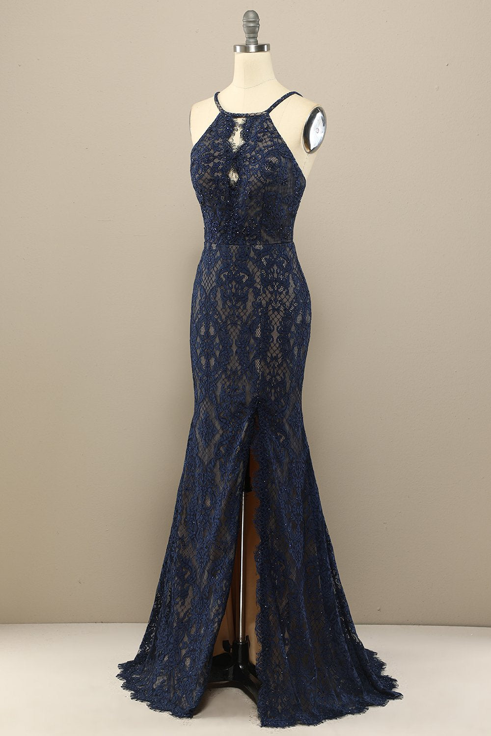 Marine Mermaid Spitze Langes Ballkleid