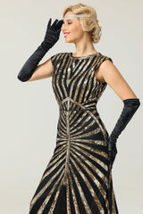 Gold Mermaid 1920er Pailletten Flapper Kleid