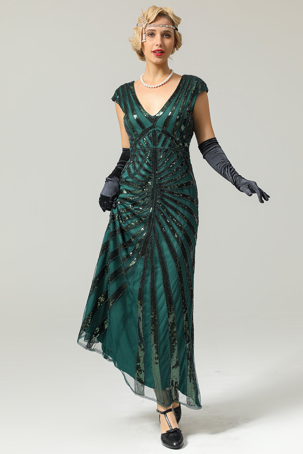 Gold Mermaid 1920er Pailletten Flapper Kleid