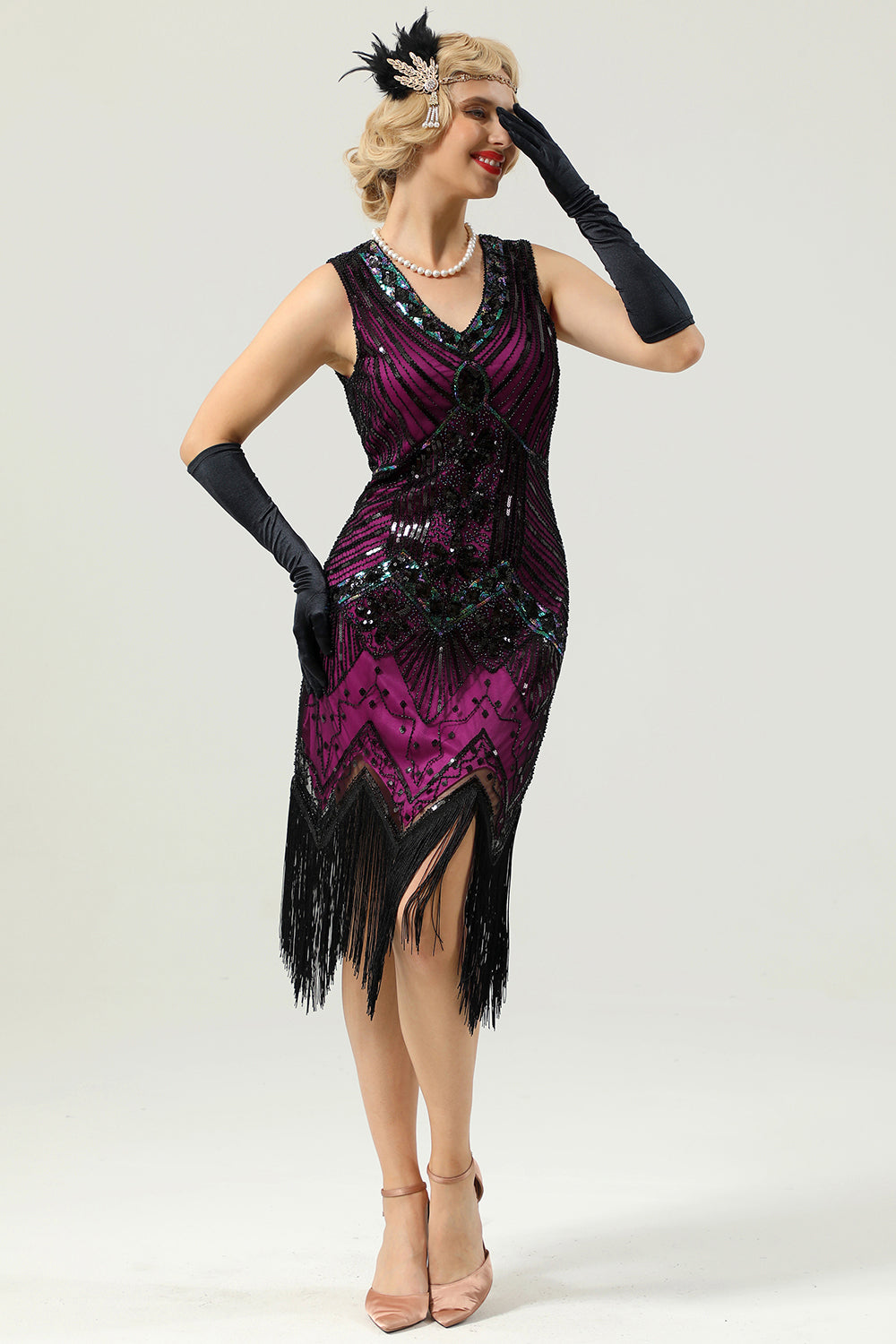 1920er Jahre ärmelloses Gatsby Kleid