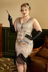 Damen Übergröße 1920er Jahre Kleid Pailletten Rosa Flapper Kleid