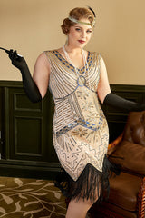 Damen Übergröße 1920er Jahre Kleid Pailletten Rosa Flapper Kleid