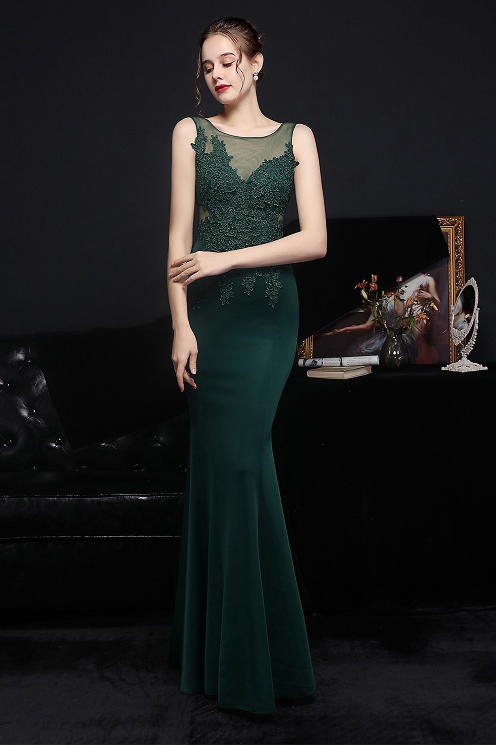 Aprikosen langes Abendkleid