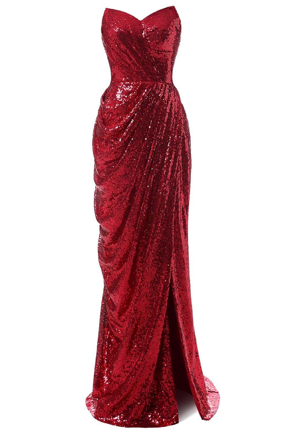 Rotes Meerjungfrau Pailletten AbschlussballKleid