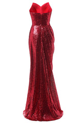 Rotes Meerjungfrau Pailletten AbschlussballKleid
