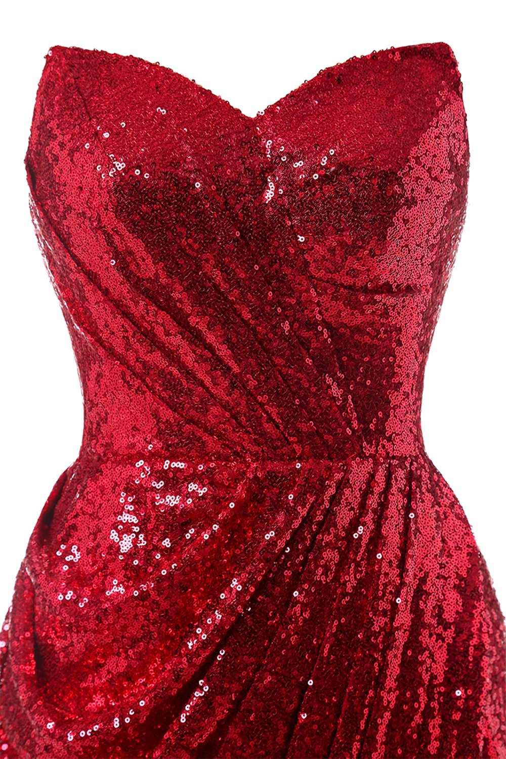 Rotes Meerjungfrau Pailletten AbschlussballKleid