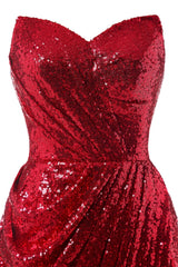 Rotes Meerjungfrau Pailletten AbschlussballKleid