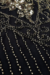 V Ausschnitt Schwarzes Flapperkleid der 1920er Jahre