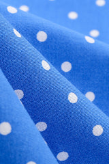 Neckholder Blau Polka Dots Vintage Kleid mit Rückenlehne