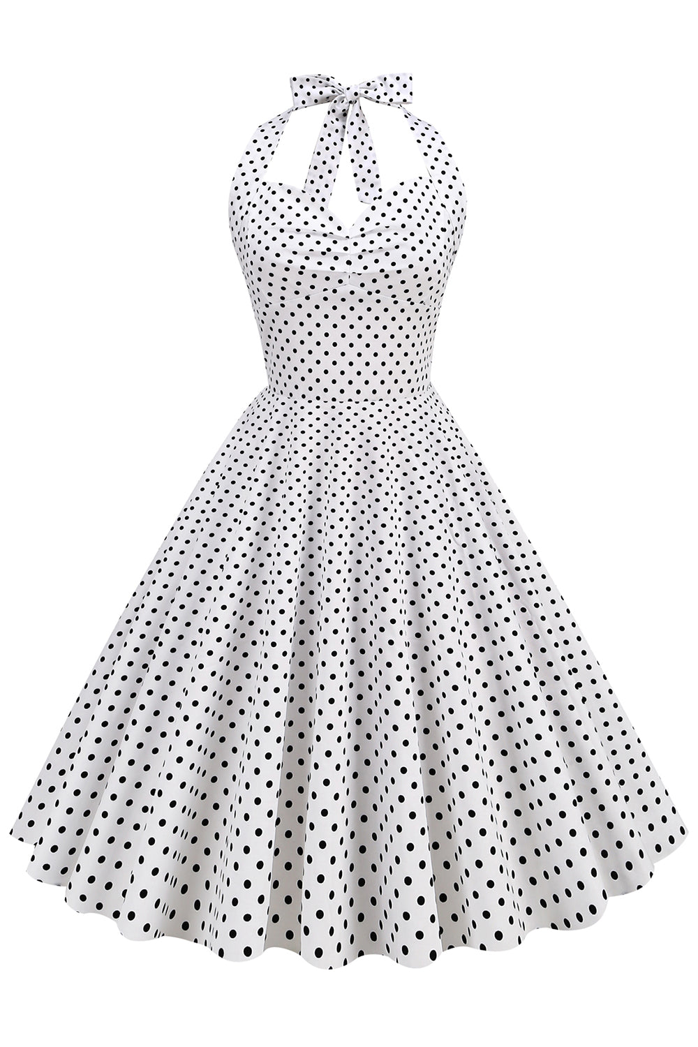 Neckholder Blau Polka Dots Vintage Kleid mit Rückenlehne