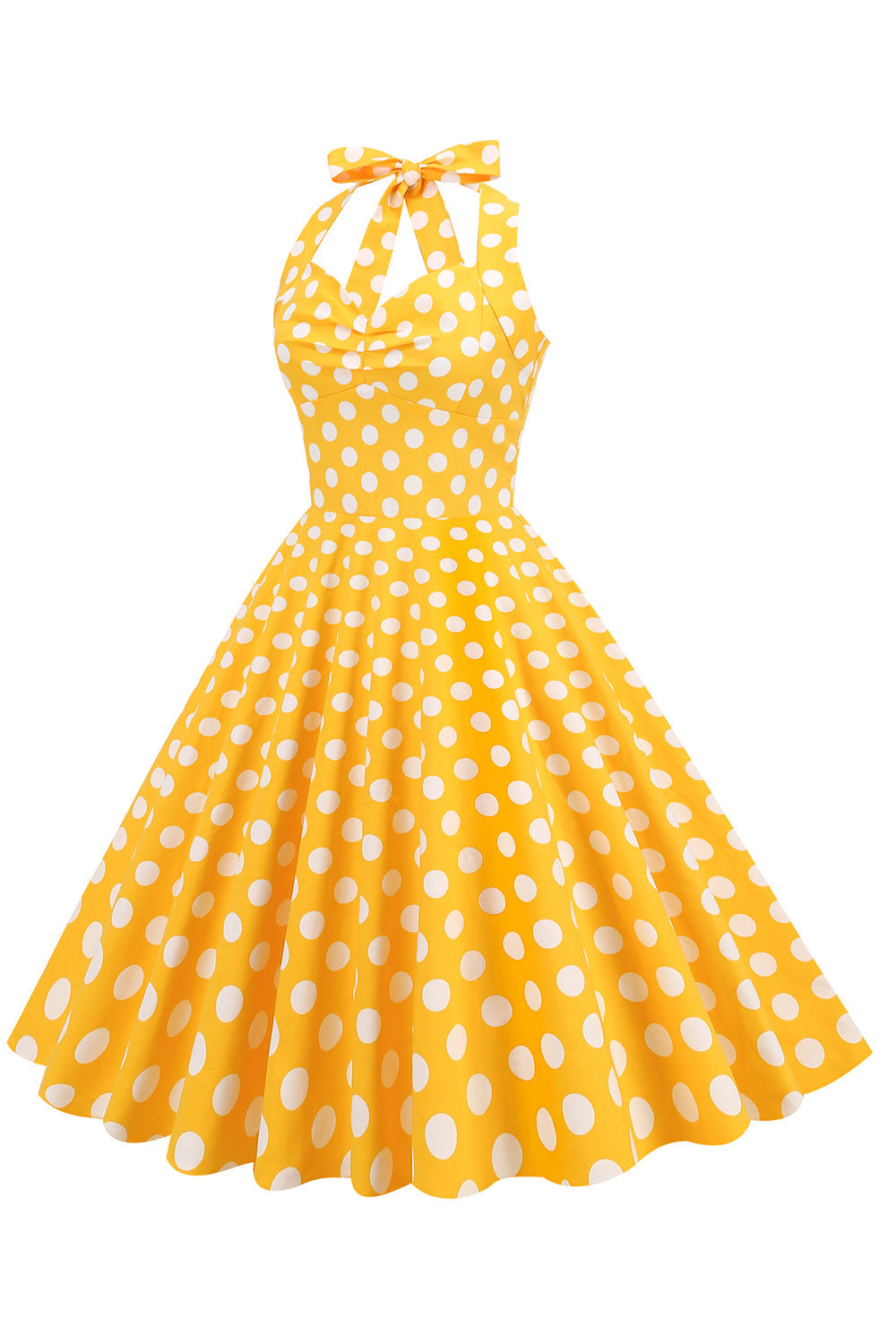 Neckholder Blau Polka Dots Vintage Kleid mit Rückenlehne