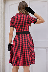 Rot 1950er Plaid Swing Vintage Kleid
