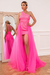 Pink Abnehmbare Schleppe Ballkleid