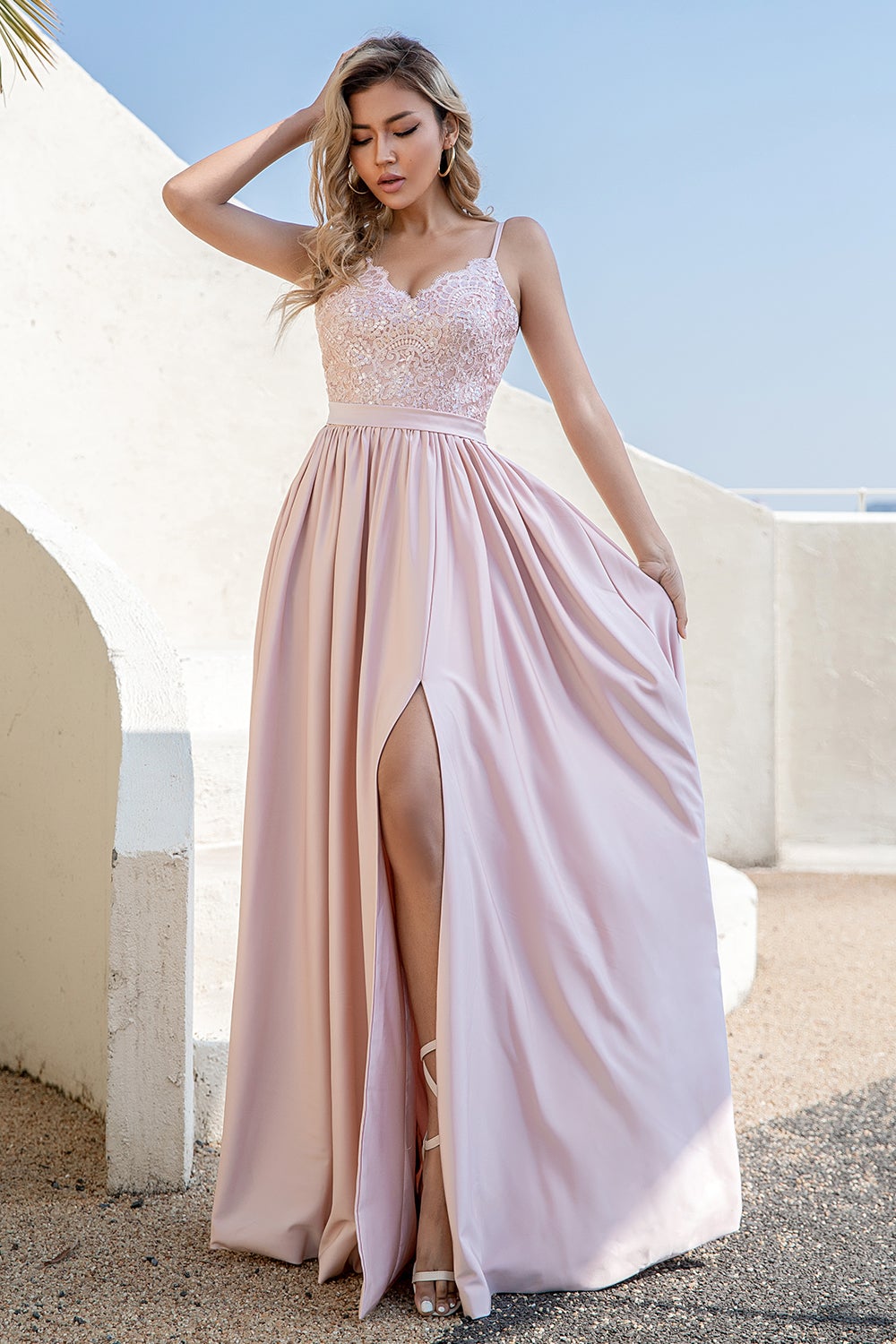 Burgundy Langes Ballkleid mit Spitze