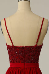 Burgundy Langes Ballkleid mit Spitze