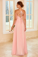 Spitze Blush Brautjungfer Kleid