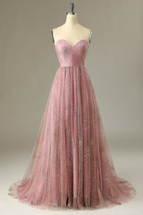 A Line Herzausschnitt Blush Ballkleid mit Kreuz Rücken