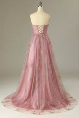 A Line Herzausschnitt Blush Ballkleid mit Kreuz Rücken