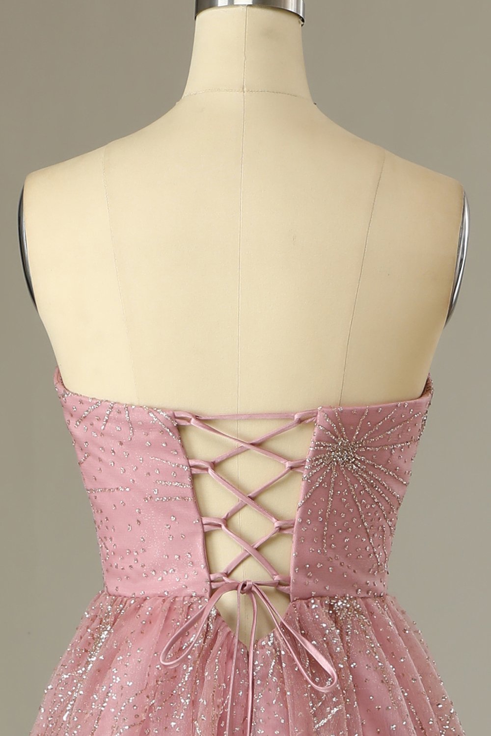A Line Herzausschnitt Blush Ballkleid mit Kreuz Rücken