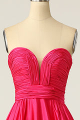 A Line Herzausschnitt Fuchsia Langes Ballkleid mit Ruched