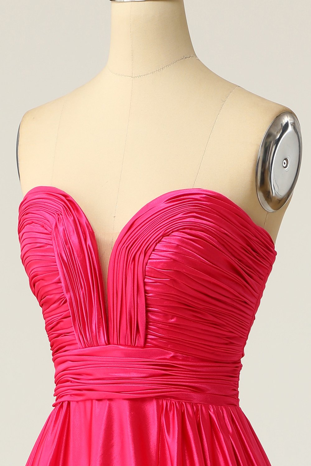 A Line Herzausschnitt Fuchsia Langes Ballkleid mit Ruched