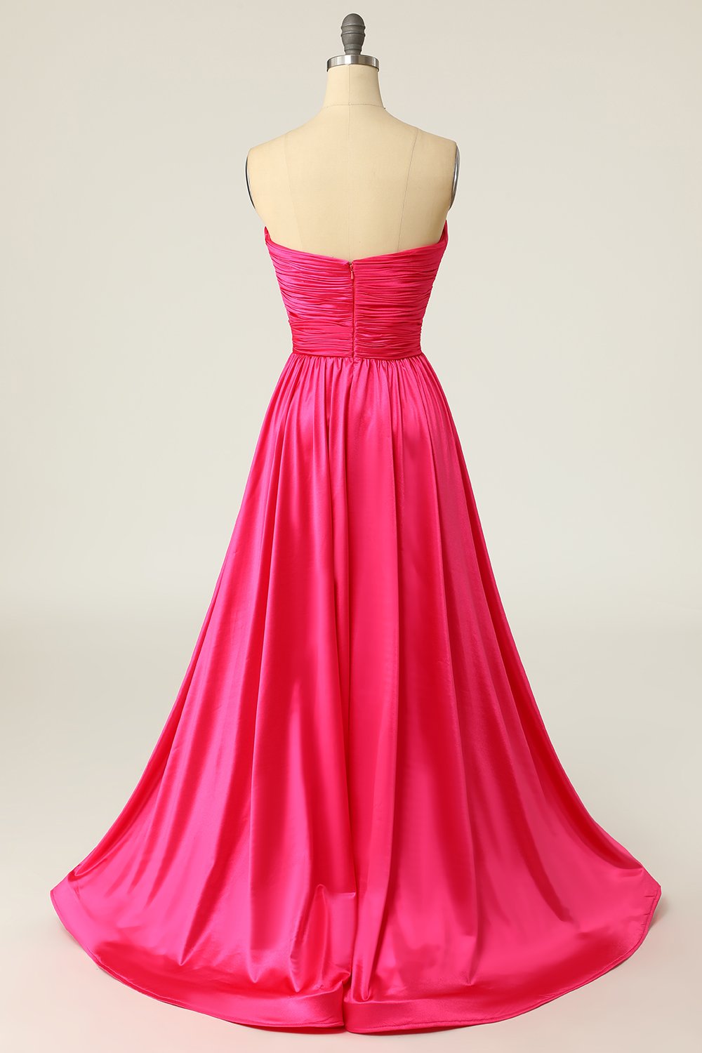 A Line Herzausschnitt Fuchsia Langes Ballkleid mit Ruched