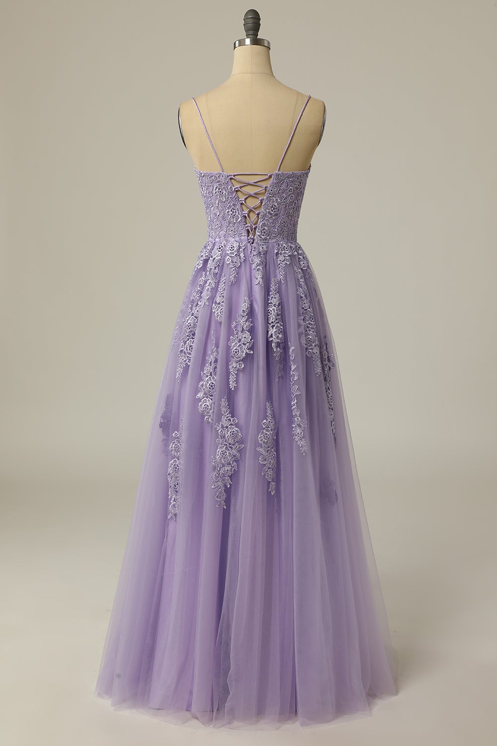 A LinIe Trägerlos Helles Lila Langes Ballkleid mit Applikationen