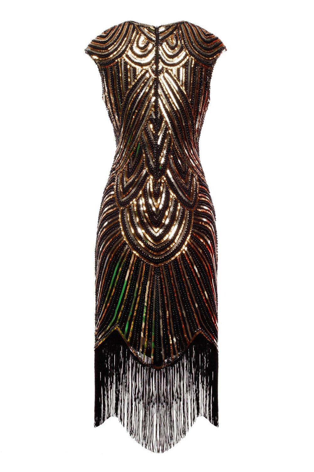Gold Gatsby Glitzer Franse 1920er Kleid