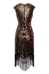 Gold Gatsby Glitzer Franse 1920er Kleid