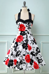 Retro Neckholder gedruckt Vintage Kleid