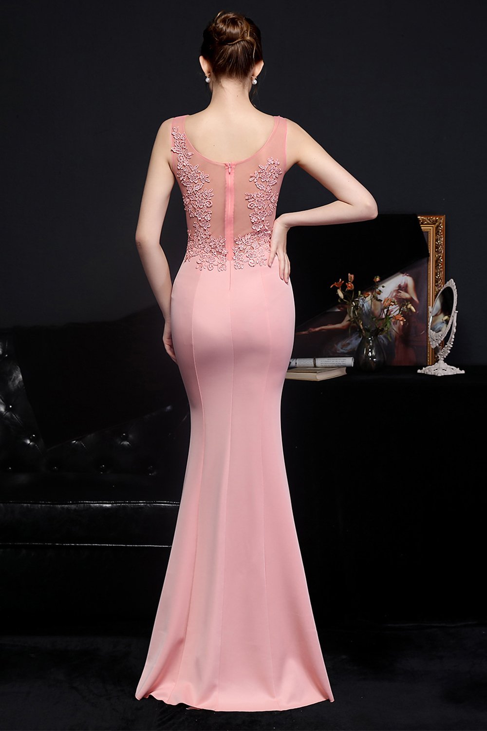 Aprikosen langes Abendkleid