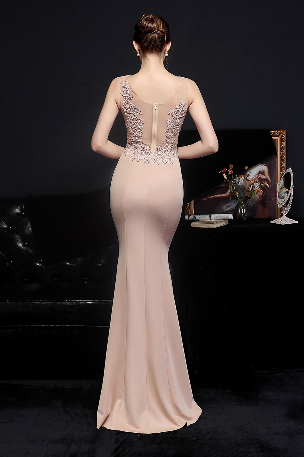 Aprikosen langes Abendkleid