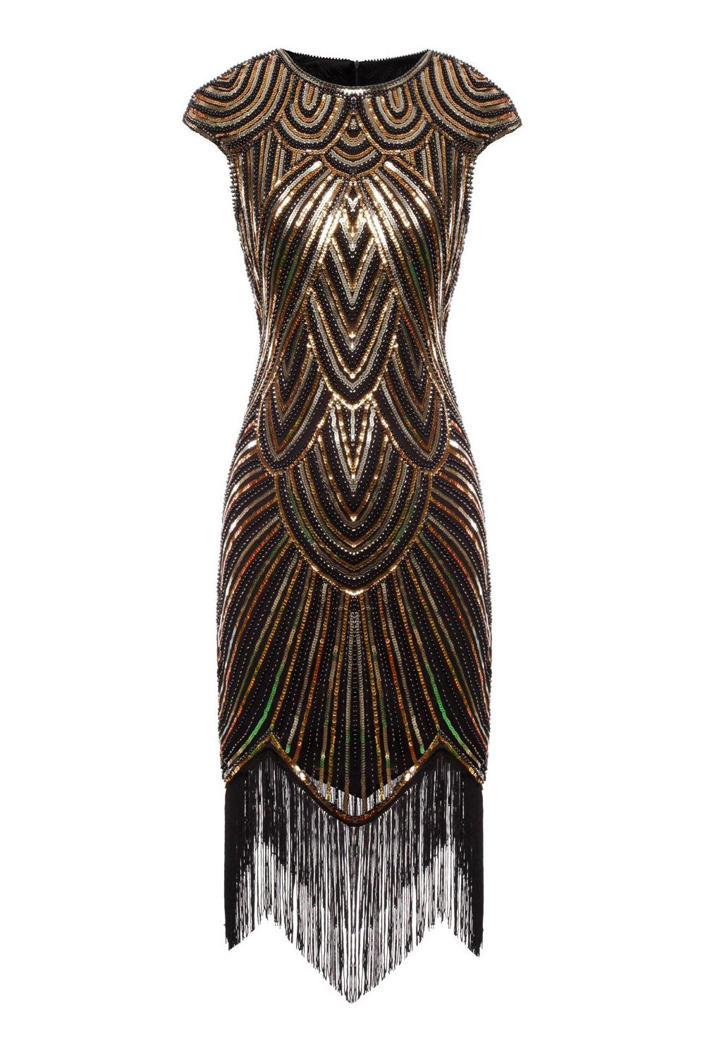 Gold Gatsby Glitzer Franse 1920er Kleid