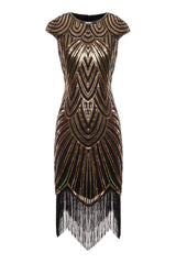 Gold Gatsby Glitzer Franse 1920er Kleid