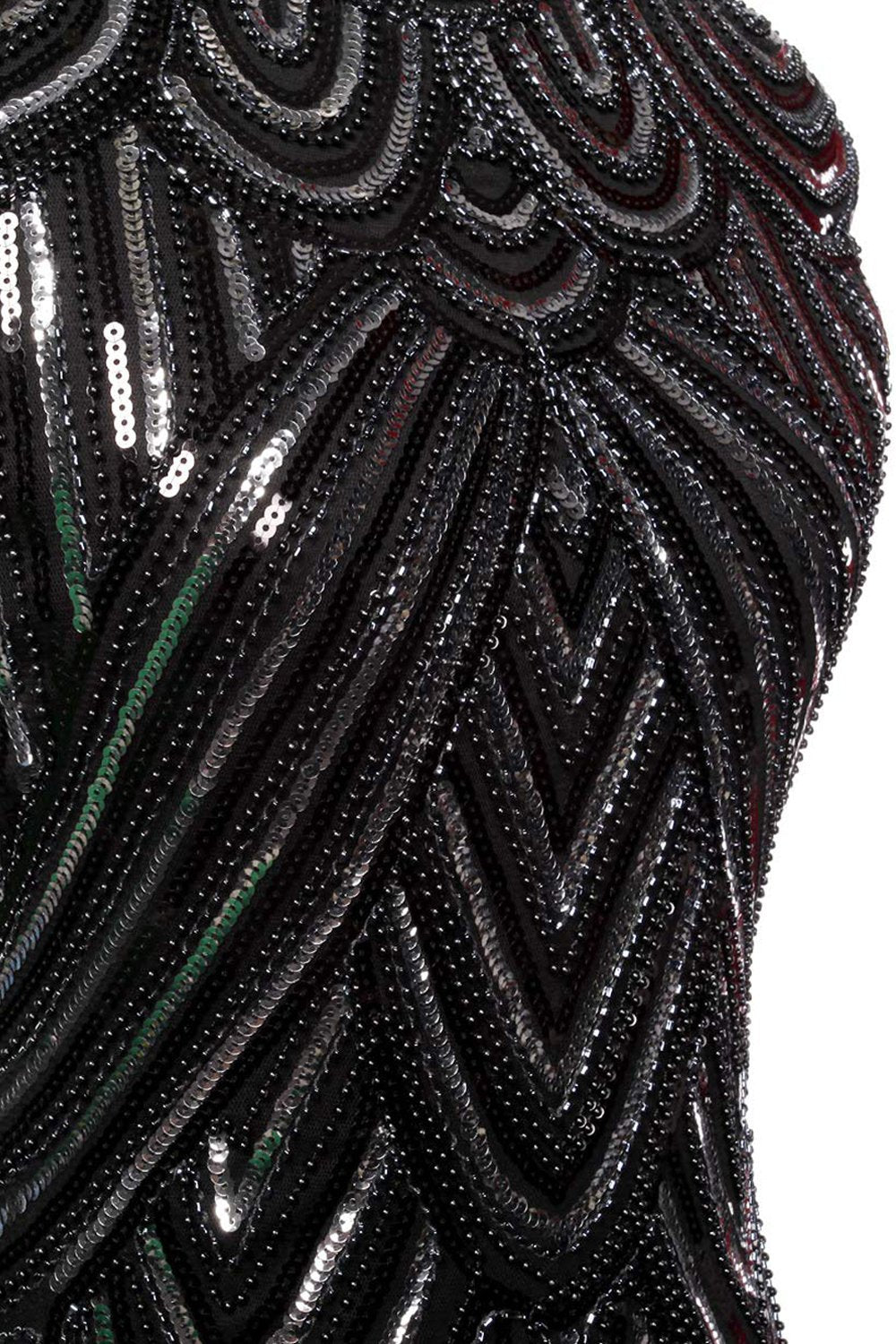 Schwarz Gatsby Funkeln Fransen 1920er Jahre Kleid